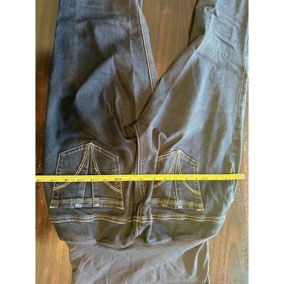 Indigo Blue Maternity Straight Jeans Full Panel Large (31x 28) Dark Blue Denim - Picture 7 of 10